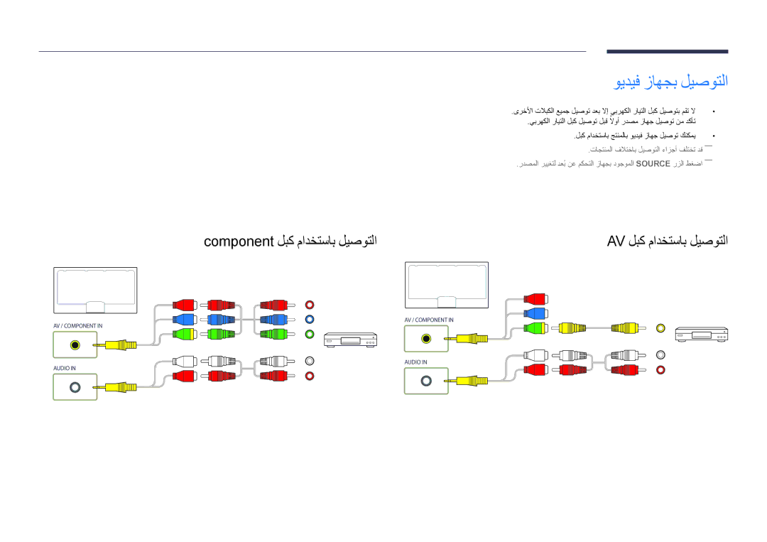 Samsung LH46UDDPUBB/NG, LH46UDDPUBB/EN, LH46UDDPUBB/UE, LH46UDDPUBB/HD ويديف زاهجب ليصوتلا, Component لبك مادختساب ليصوتلا 