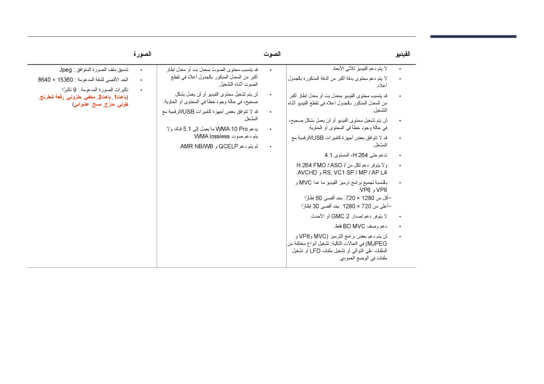 Samsung LH46UDDPUBB/NG, LH46UDDPUBB/EN, LH46UDDPUBB/UE, LH46UDDPUBB/HD manual ةروصلا توصلا, ويديفلا 