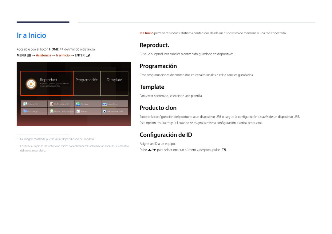 Samsung LH46UDDPUBB/EN manual Ir a Inicio 