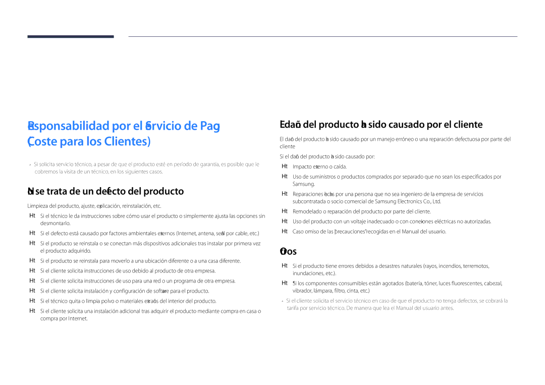 Samsung LH46UDDPUBB/EN manual Apéndice, No se trata de un defecto del producto, Otros 