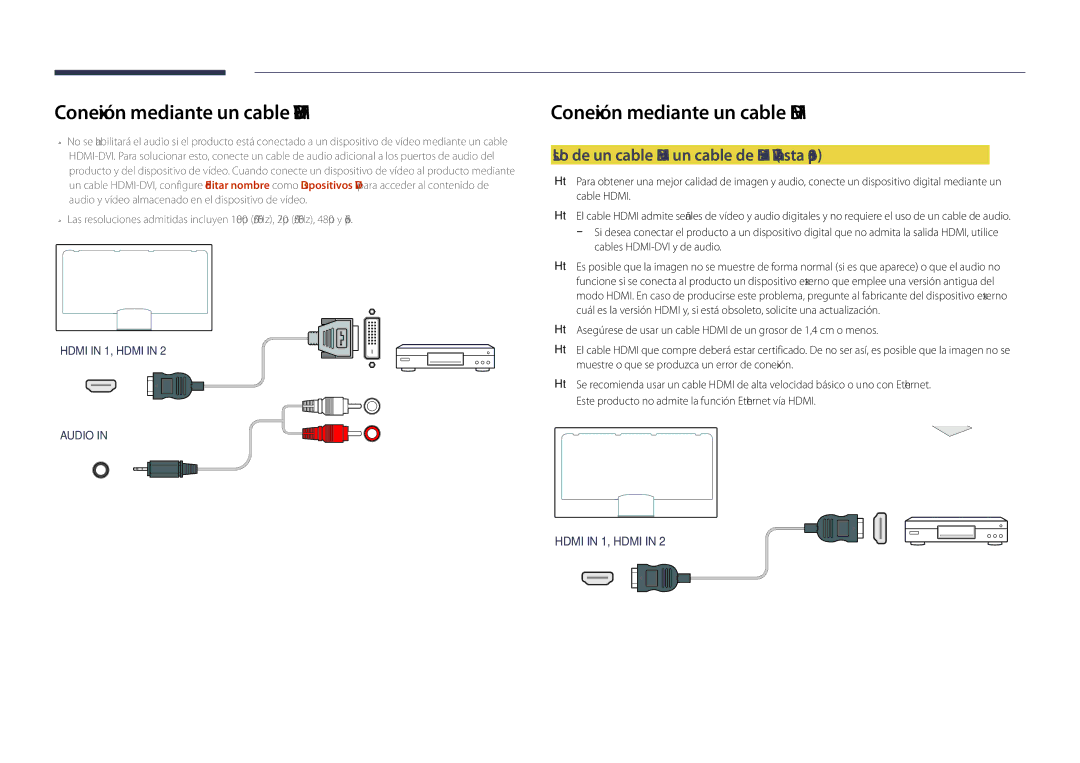 Samsung LH46UDDPUBB/EN Conexión mediante un cable HDMI-DVI, Uso de un cable Hdmi o un cable de Hdmi a DVI hasta 1080p 