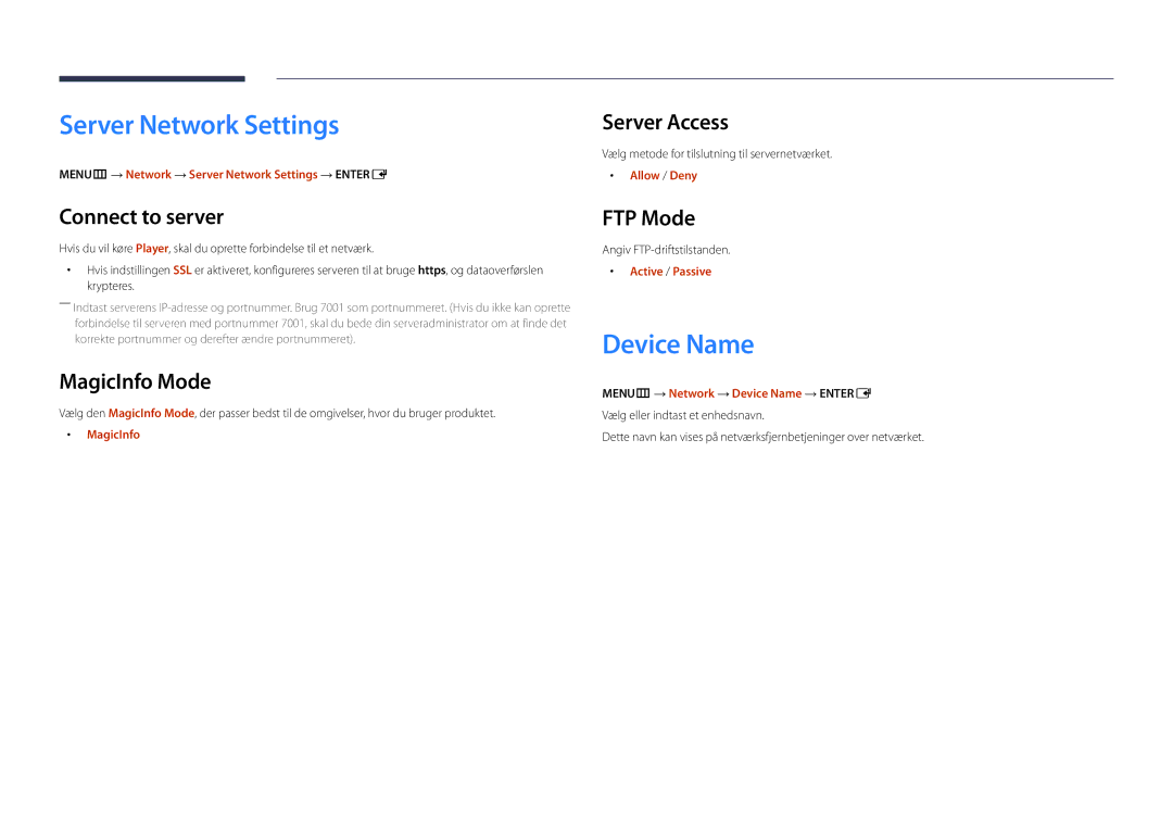 Samsung LH46UDDPUBB/EN manual Server Network Settings, Device Name 