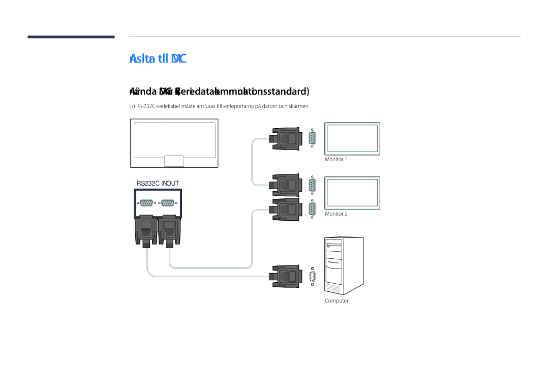 Samsung LH46UDDPUBB/EN manual Ansluta till MDC, Använda MDC via RS-232C seriedatakommunikationsstandard, Monitor Computer 