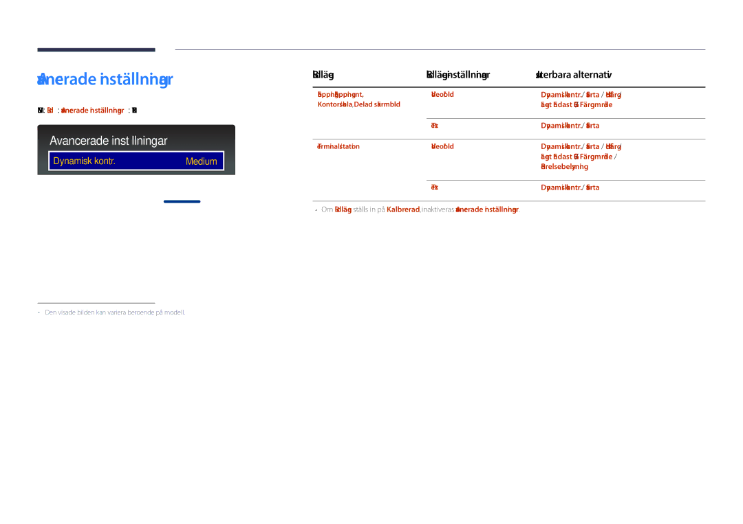 Samsung LH46UDDPUBB/EN manual Avancerade inställningar 