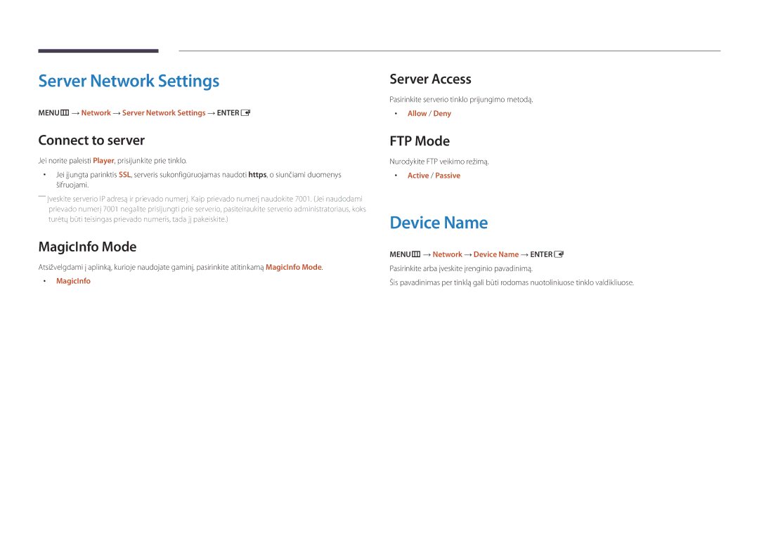 Samsung LH46UDDPUBB/EN manual Server Network Settings, Device Name 