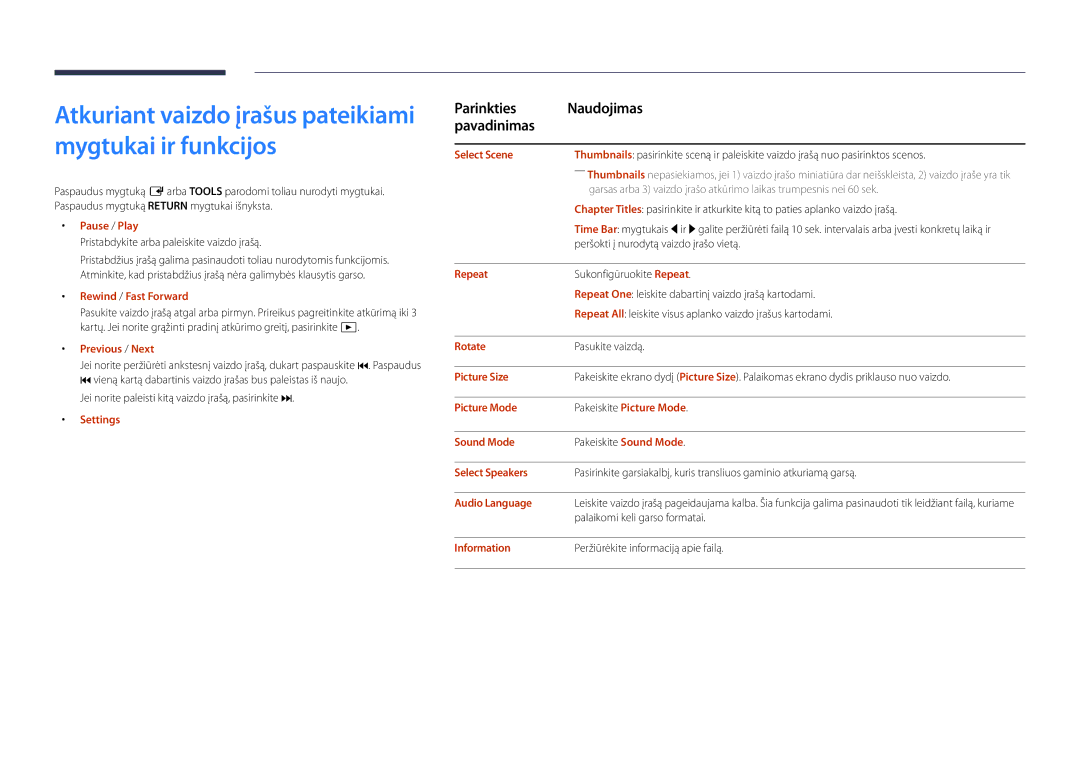 Samsung LH46UDDPUBB/EN manual Rewind / Fast Forward, Select Scene, Picture Size, Audio Language 