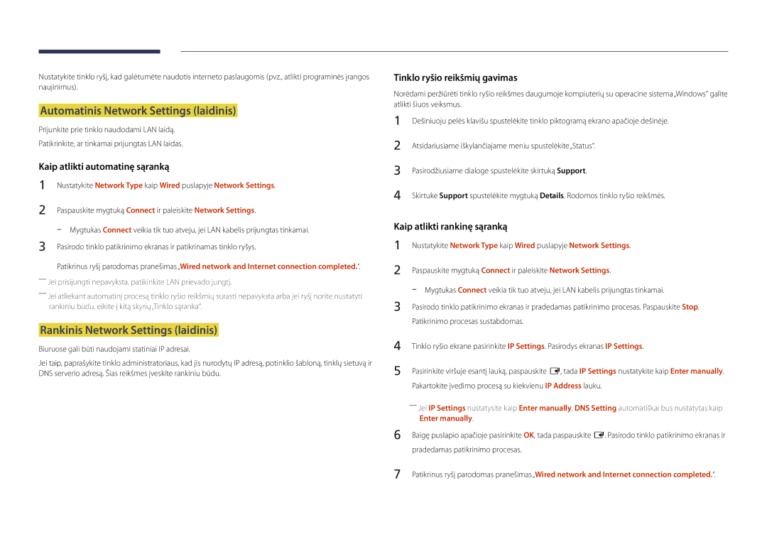 Samsung LH46UDDPUBB/EN Automatinis Network Settings laidinis, Rankinis Network Settings laidinis, Enter manually 