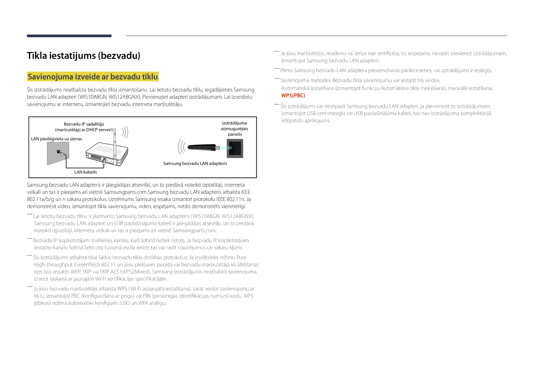 Samsung LH46UDDPUBB/EN manual Tīkla iestatījums bezvadu, Savienojuma izveide ar bezvadu tīklu 