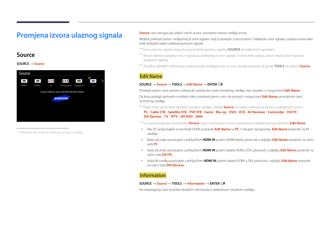 Samsung LH46UDDPUBB/EN manual Source, Edit Name, Information 