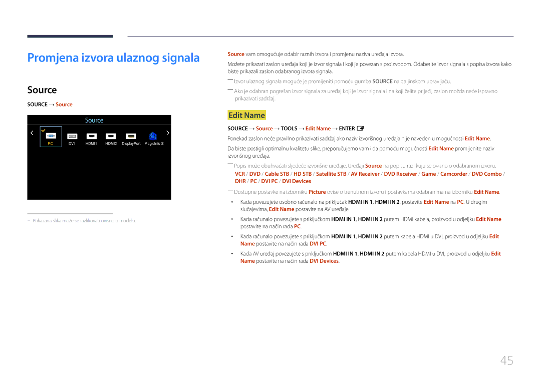 Samsung LH55UDEHLBB/EN, LH46UDEBLBB/EN, LH55UDEBLBB/EN manual Source → Source → Tools → Edit Name → Enter E 