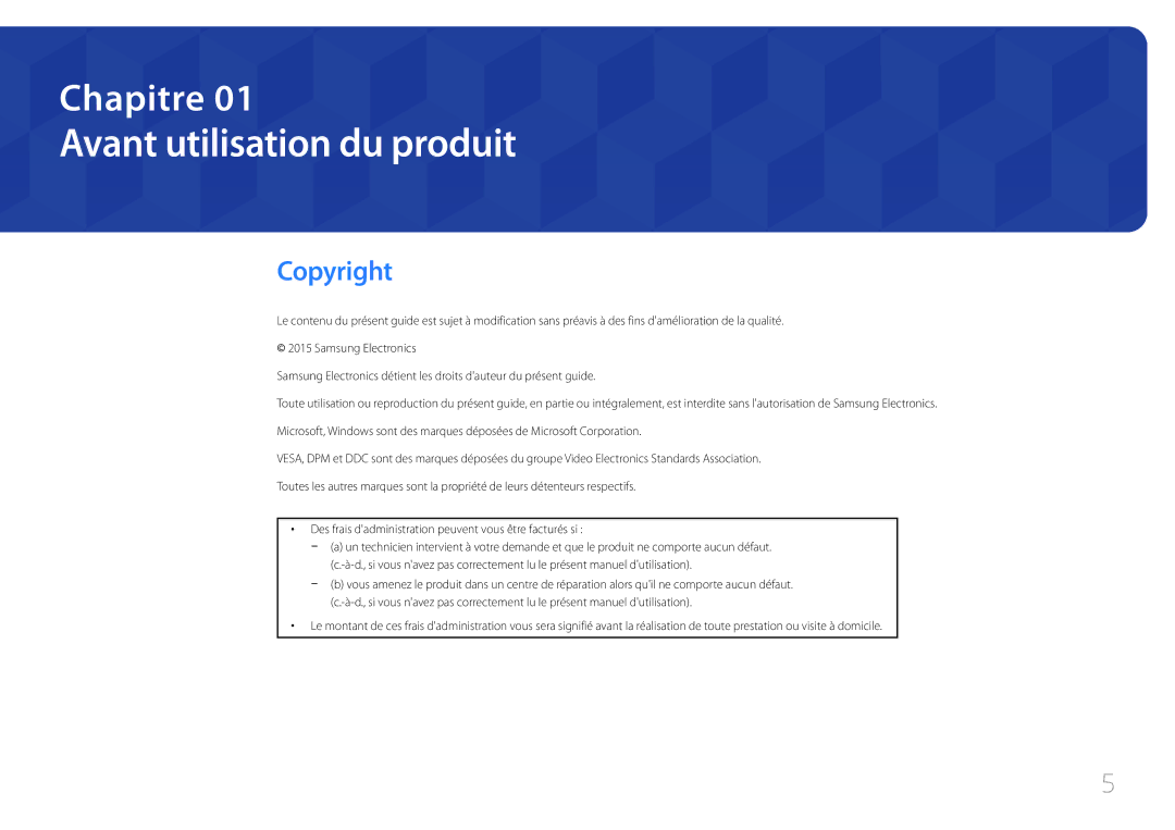 Samsung LH46UDEBLBB/EN, LH55UDEHLBB/EN, LH55UDEBLBB/EN, LH46UDEHLBB/EN manual Avant utilisation du produit, Copyright 