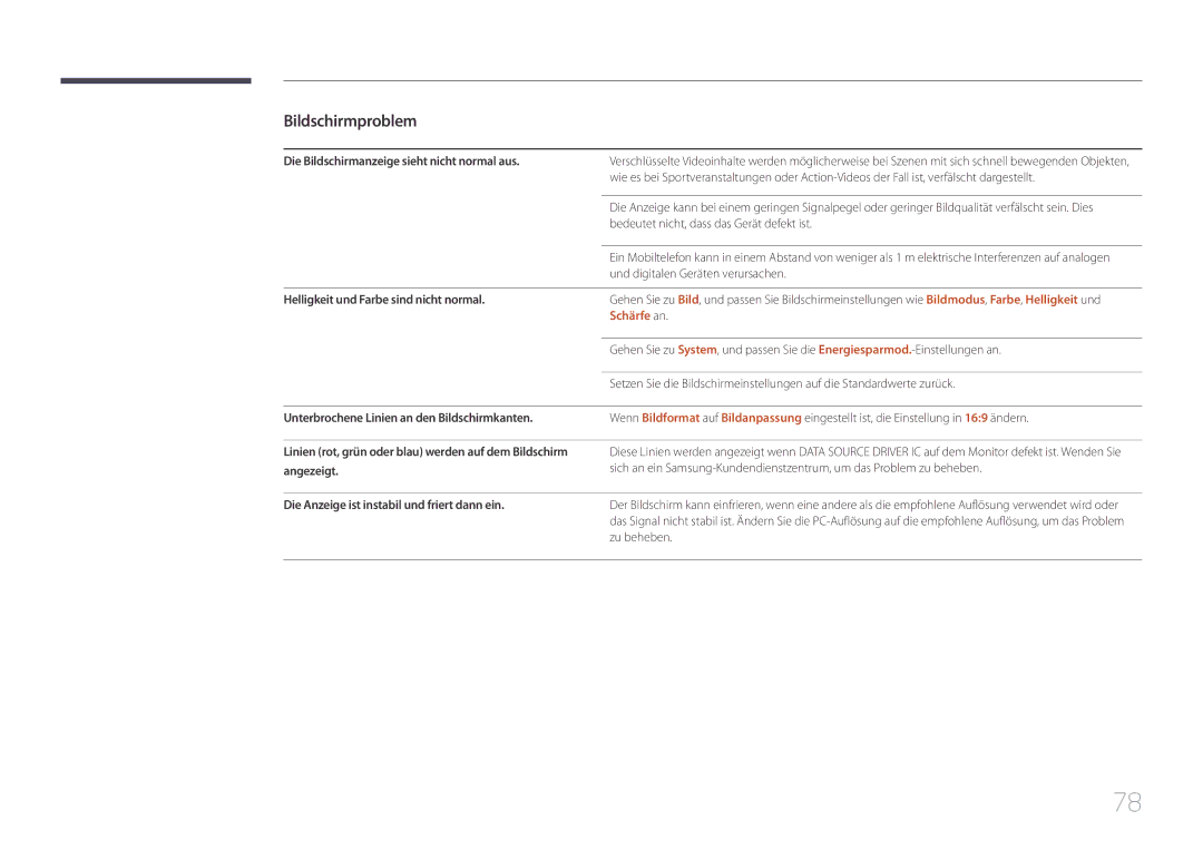 Samsung LH46UDEHLBB/EN, LH46UDEBLBB/EN, LH55UDEHLBB/EN, LH55UDEBLBB/EN, LH46UDECLBB/EN manual Schärfe an 