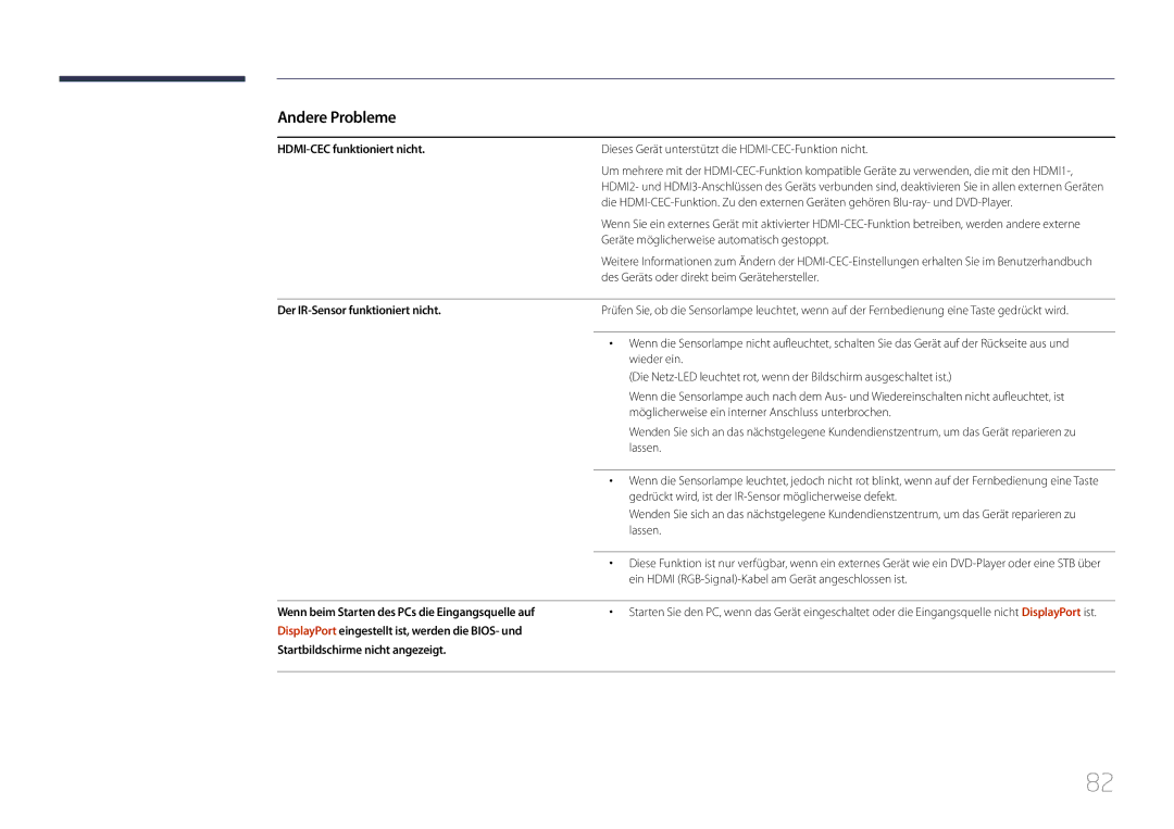 Samsung LH55UDEBLBB/EN, LH46UDEBLBB/EN HDMI-CEC funktioniert nicht, Dieses Gerät unterstützt die HDMI-CEC-Funktion nicht 