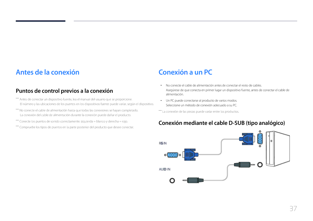 Samsung LH55UDEBLBB/EN, LH46UDEBLBB/EN, LH55UDEHLBB/EN manual Conexión y uso de un dispositivo fuente, Antes de la conexión 