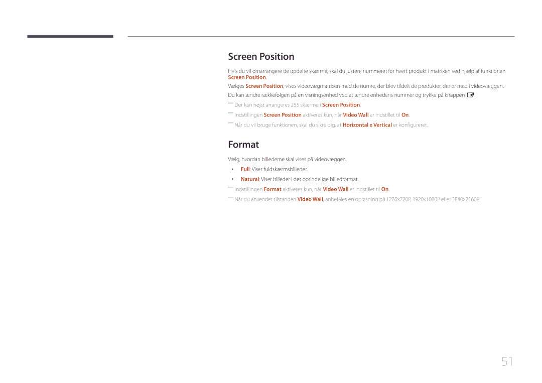 Samsung LH55UDEHLBB/EN, LH46UDEBLBB/EN, LH55UDEBLBB/EN, LH46UDEHLBB/EN, LH46UDECLBB/EN manual Screen Position, Format 