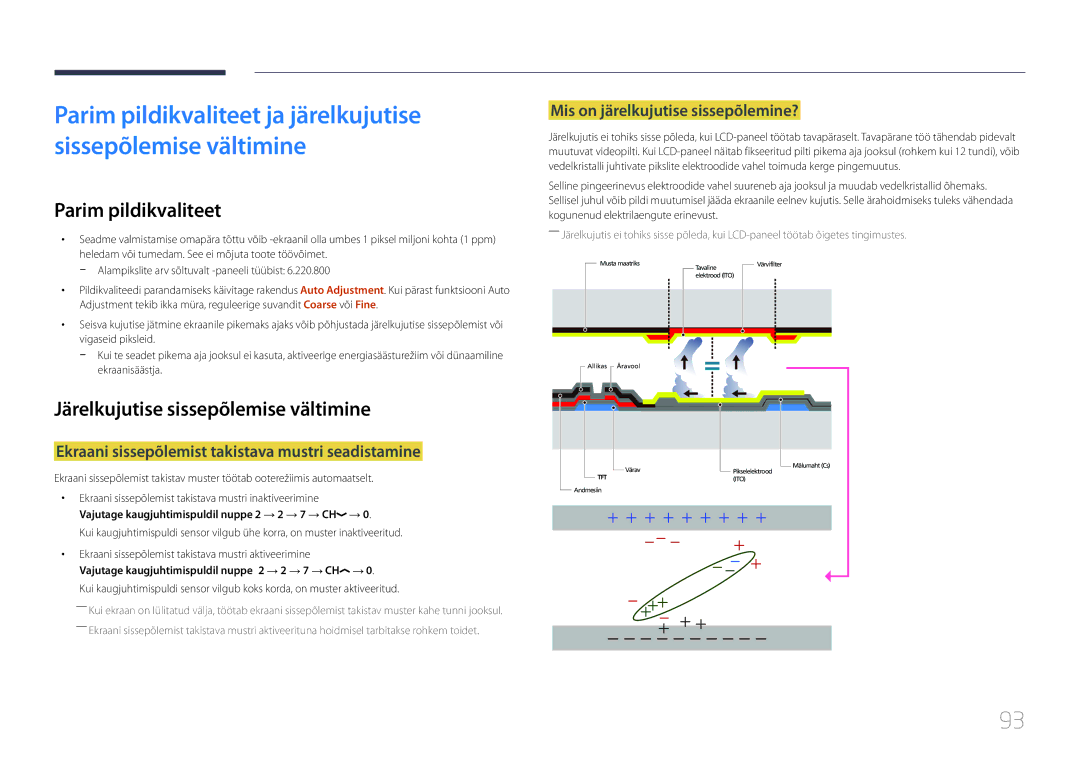 Samsung LH46UDEHLBB/EN Parim pildikvaliteet, Järelkujutise sissepõlemise vältimine, Mis on järelkujutise sissepõlemine? 