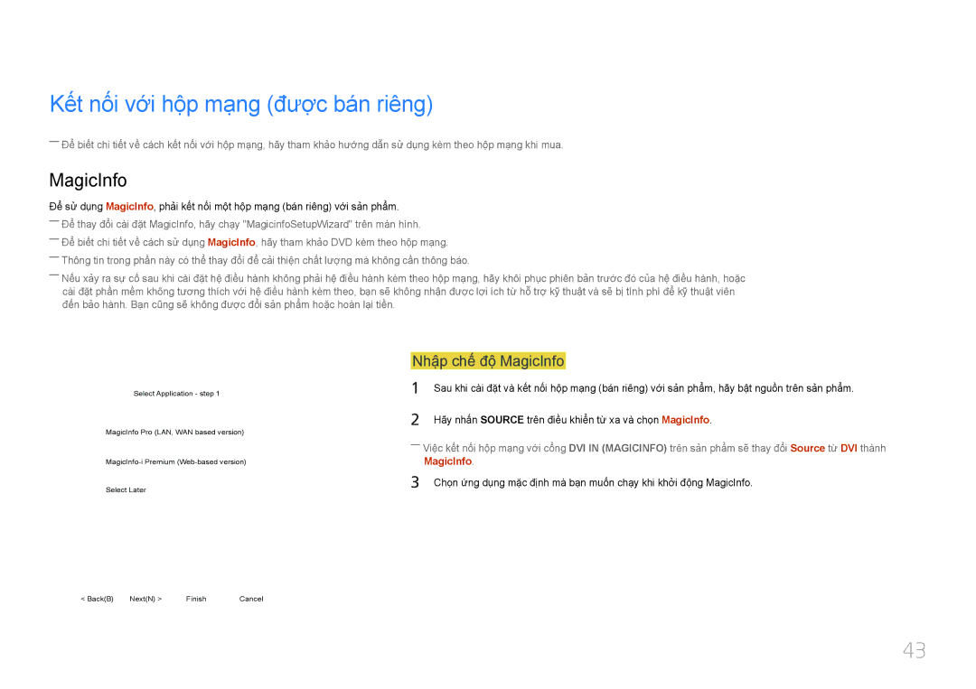 Samsung LH55UDEBLBB/XY, LH46UDEBLBB/XV manual Kết nối vơi hộp mạng được bán riêng, Nhập chế độ MagicInfo 