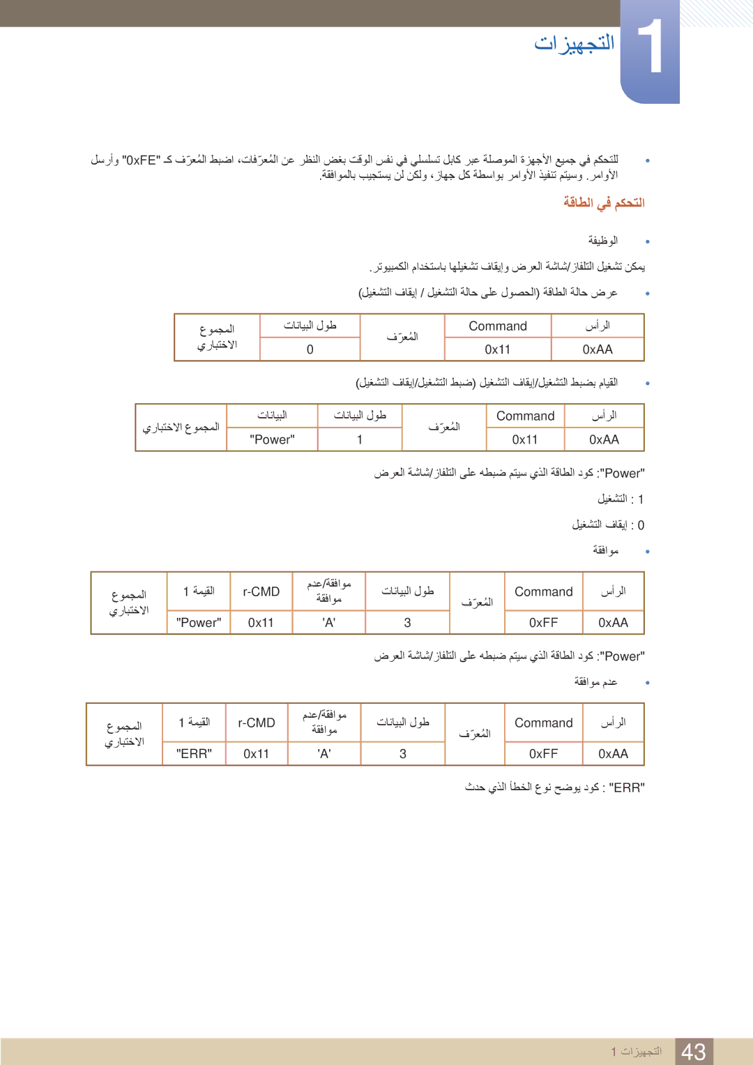 Samsung LH55UEPLGC/NG, LH46UEAPLGC/EN, LH55UEPLGC/XY, LH46MEBPLGC/HD, LH40MEBPLGC/XY, LH46UEAPLGC/NG manual ةقاطلا يف مكحتلا 