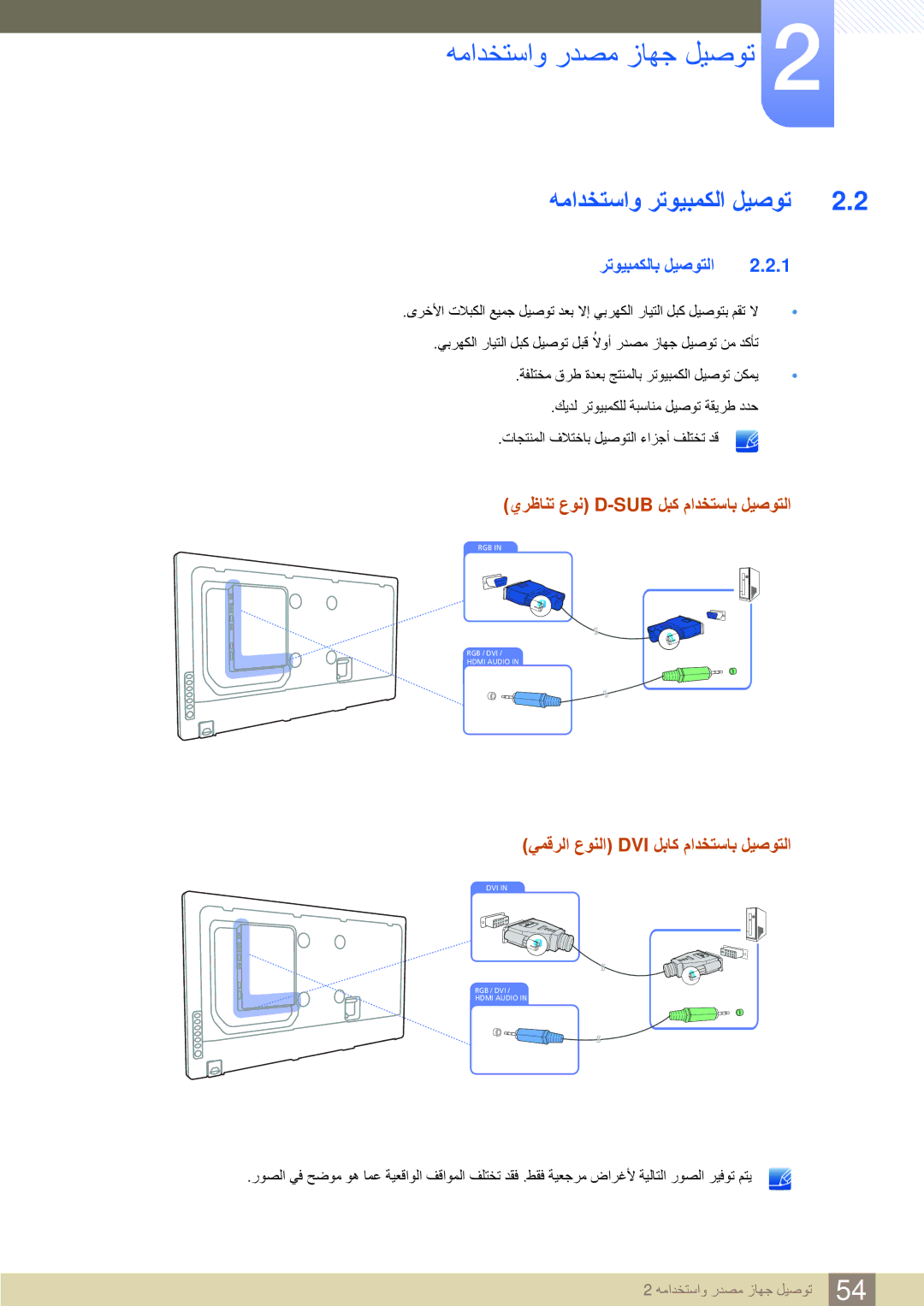 Samsung LH55MEBPLGC/NG رتويبمكلاب ليصوتلا, يرظانت عون D-Sub لبك مادختساب ليصوتلا, يمقرلا عونلا Dvi لباك مادختساب ليصوتلا 