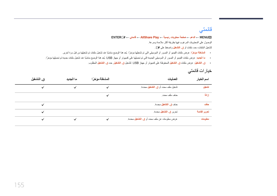 Samsung LH55UECPLGC/NG, LH46UECPLGC/NG, LH46UECPLGC/HD, LH55UECPLGC/UE يتمئاق, 155, ليغشتلا .ق, ارخؤمً, تايلمعلا رايخلا مسا 