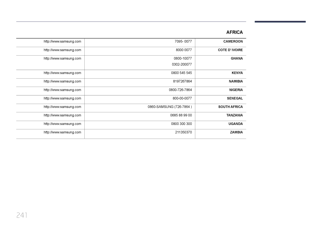 Samsung LH46UECPLGC/HD, LH46UECPLGC/NG, LH55UECPLGC/UE, LH55UECPLGC/NG manual 241 