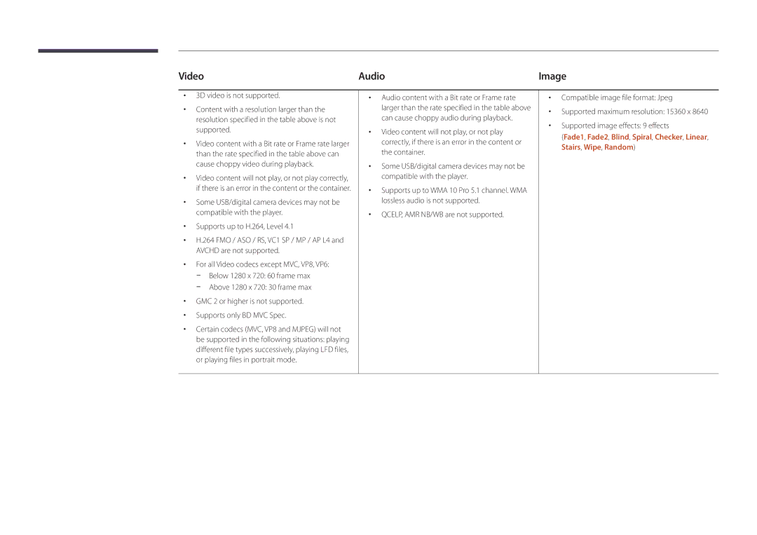 Samsung LH55UEDPLGC/UE, LH46UEDPLGC/EN, LH55UEDPLGC/EN, LH55UEDPLGC/NG, LH46UEDPLGC/NG, LH46UEDPLGC/SM manual Video Audio, Image 