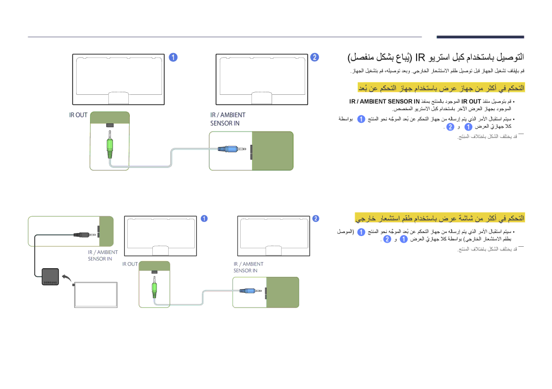 Samsung LH46UEDPLGC/SM, LH46UEDPLGC/EN, LH55UEDPLGC/EN, LH55UEDPLGC/NG manual لصفنم لكشب عابُي Ir ويرتسا لبك مادختساب ليصوتلا 