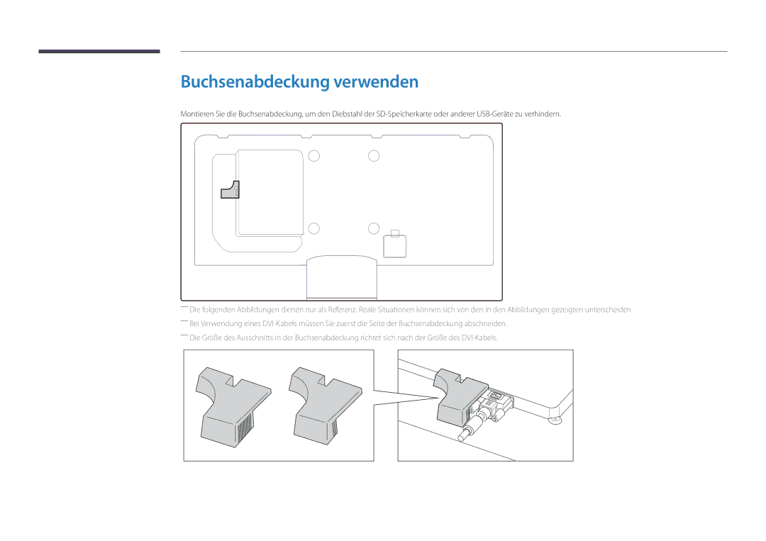 Samsung LH55UEDPLGC/EN, LH46UEDPLGC/EN manual Buchsenabdeckung verwenden 