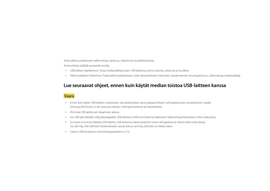 Samsung LH55UEDPLGC/EN, LH46UEDPLGC/EN manual Valokuvien, videoiden ja musiikin toistaminen Median toisto 