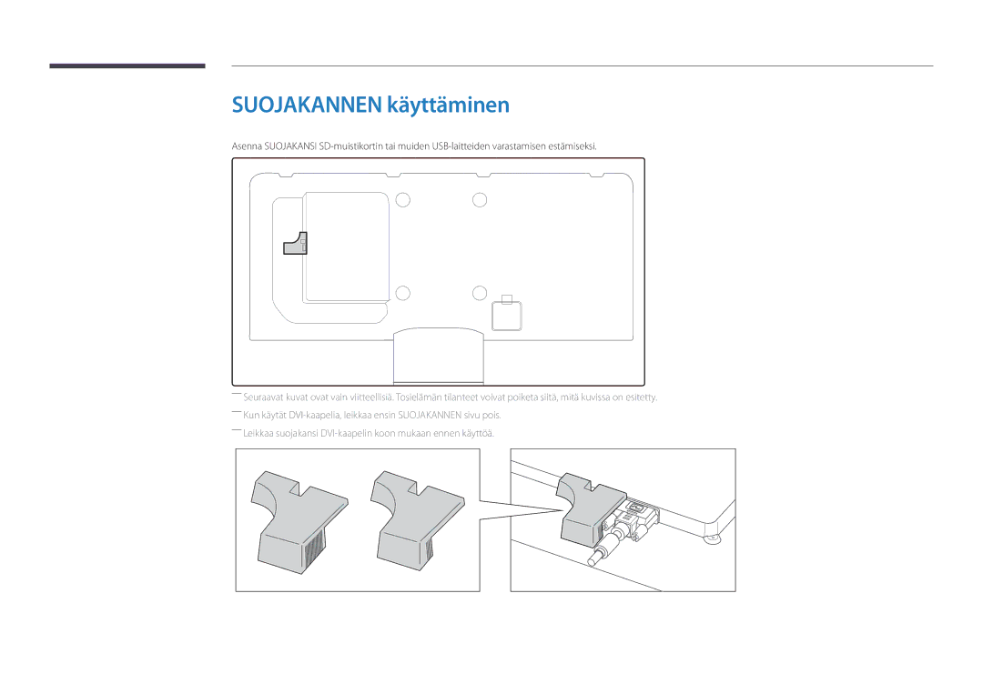 Samsung LH55UEDPLGC/EN, LH46UEDPLGC/EN manual Suojakannen käyttäminen 