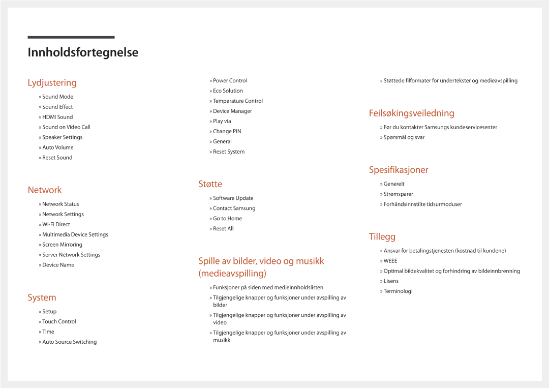 Samsung LH55UEDPLGC/EN, LH46UEDPLGC/EN manual Støtte 