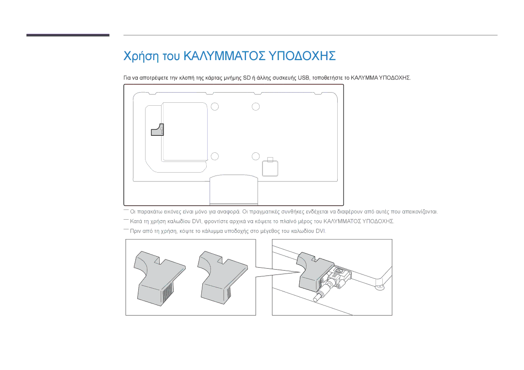 Samsung LH55UEDPLGC/EN, LH46UEDPLGC/EN manual Χρήση του Καλυμματοσ Υποδοχησ 