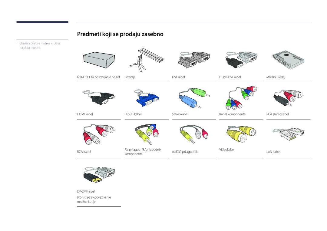 Samsung LH55UEDPLGC/EN, LH46UEDPLGC/EN manual Predmeti koji se prodaju zasebno 