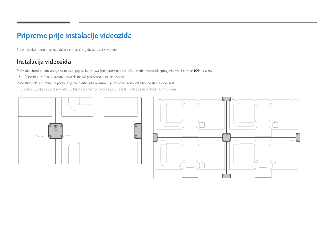 Samsung LH46UEDPLGC/EN, LH55UEDPLGC/EN manual Pripreme prije instalacije videozida, Instalacija videozida 