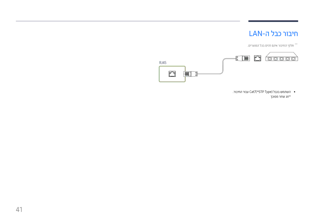 Samsung LH46UHFCLBB/CH manual Lan-ה לבכ רוביח 