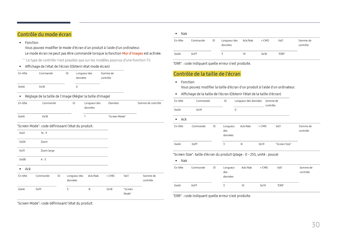 Samsung LH46UHFCLBB/EN manual Contrôle du mode écran, Contrôle de la taille de lécran 