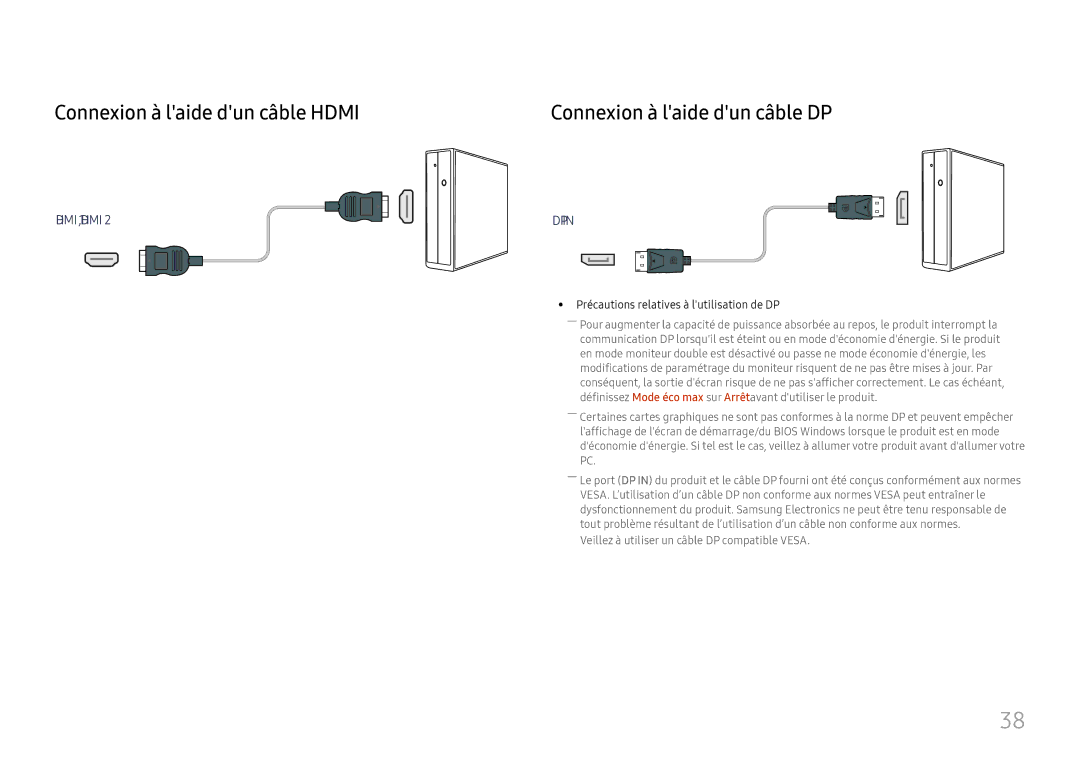 Samsung LH46UHFCLBB/EN manual Connexion à laide dun câble Hdmi, Connexion à laide dun câble DP 