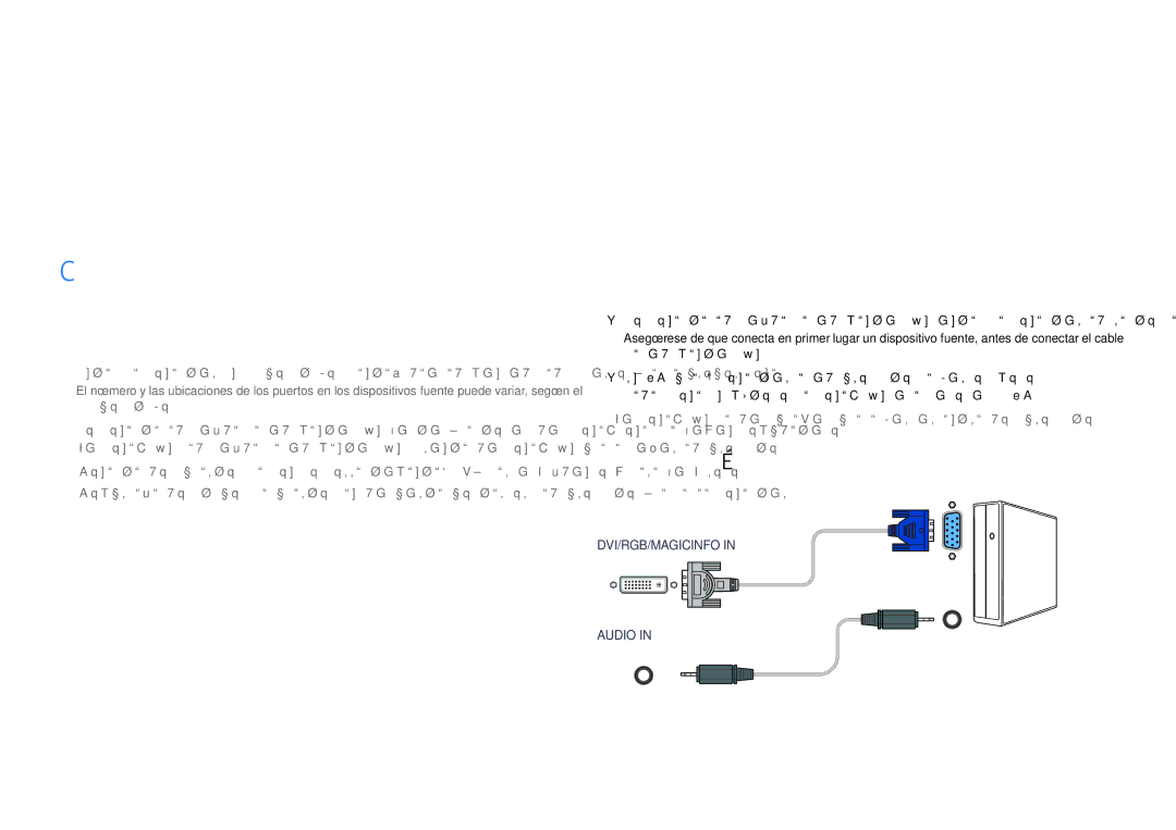 Samsung LH46UHFCLBB/EN manual Conexión y uso de un dispositivo fuente, Antes de la conexión, Conexión a un PC 