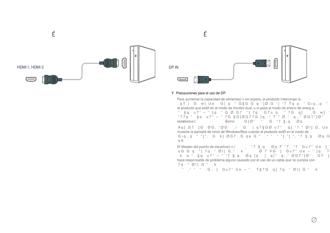 Samsung LH46UHFCLBB/EN Conexión mediante un cable Hdmi, Conexión mediante un cable DP, Precauciones para el uso de DP 