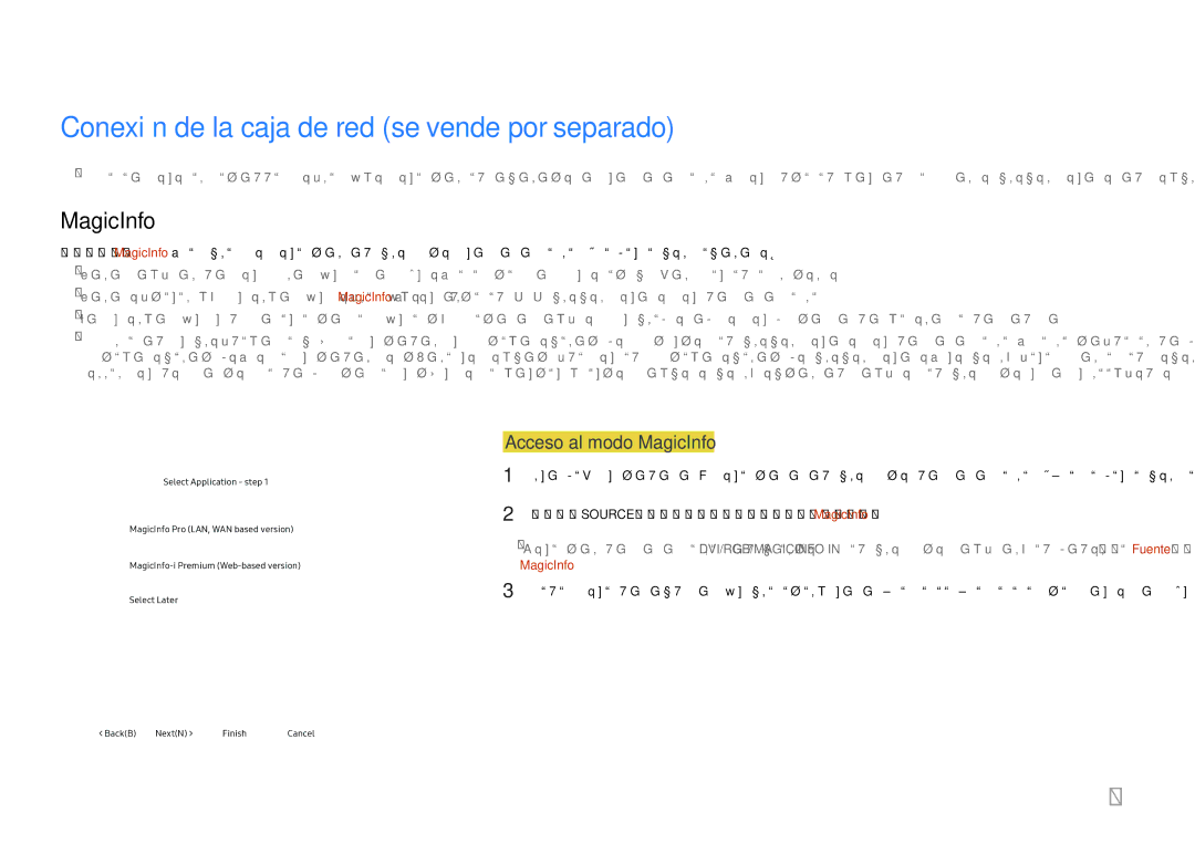 Samsung LH46UHFCLBB/EN manual Conexión de la caja de red se vende por separado, Acceso al modo MagicInfo 