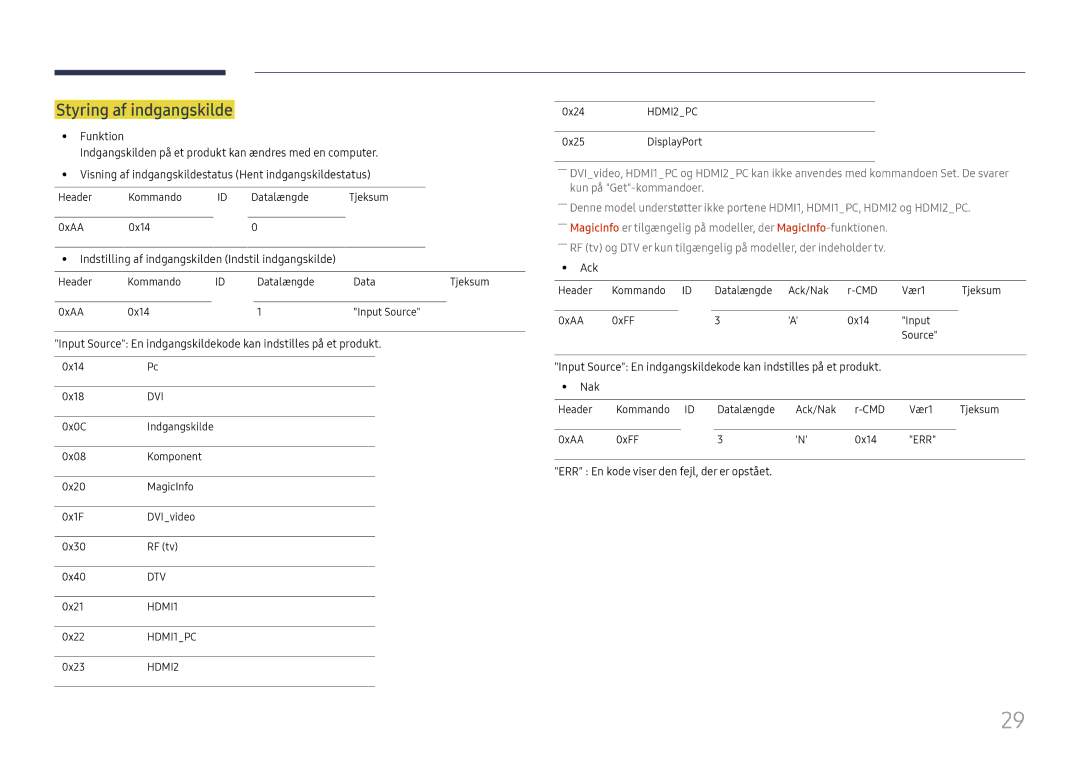 Samsung LH46UHFCLBB/EN manual Styring af indgangskilde 