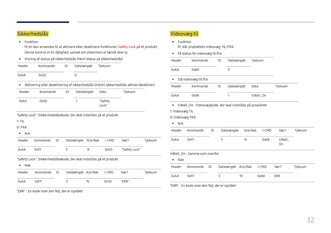 Samsung LH46UHFCLBB/EN manual Sikkerhedslås, Videovæg til 