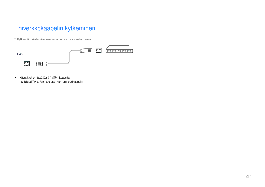 Samsung LH46UHFCLBB/EN manual Lähiverkkokaapelin kytkeminen, RJ45 