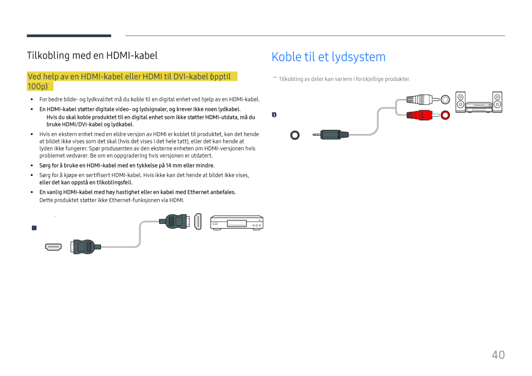 Samsung LH46UHFCLBB/EN manual Koble til et lydsystem 