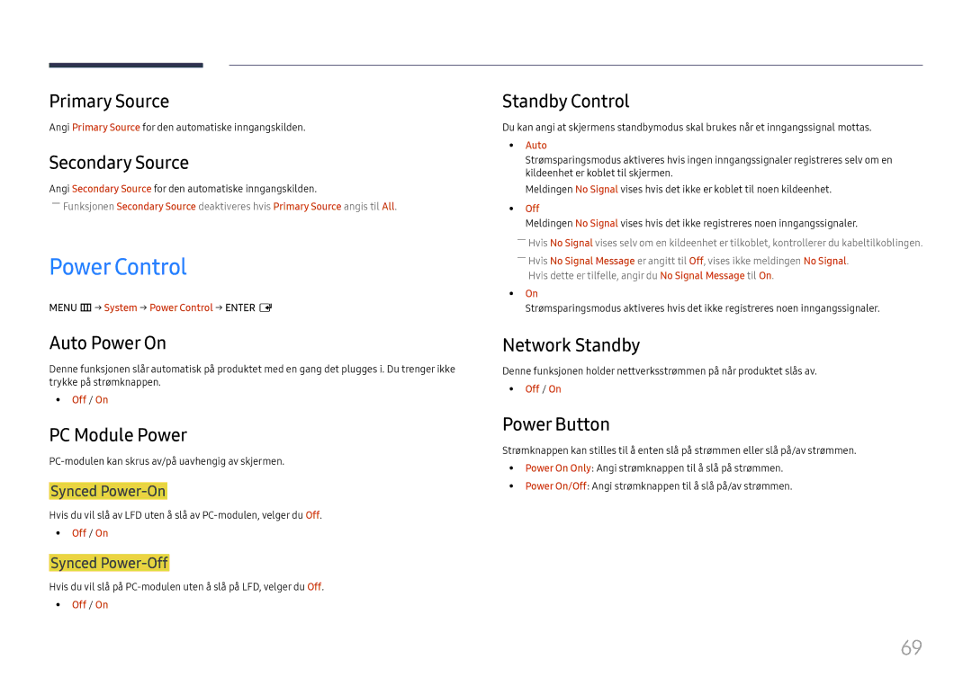 Samsung LH46UHFCLBB/EN manual Power Control 