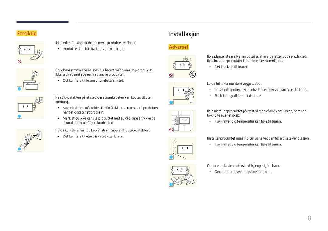 Samsung LH46UHFCLBB/EN manual Installasjon 