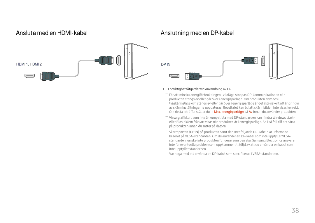 Samsung LH46UHFCLBB/EN manual Ansluta med en HDMI-kabel, Anslutning med en DP-kabel 