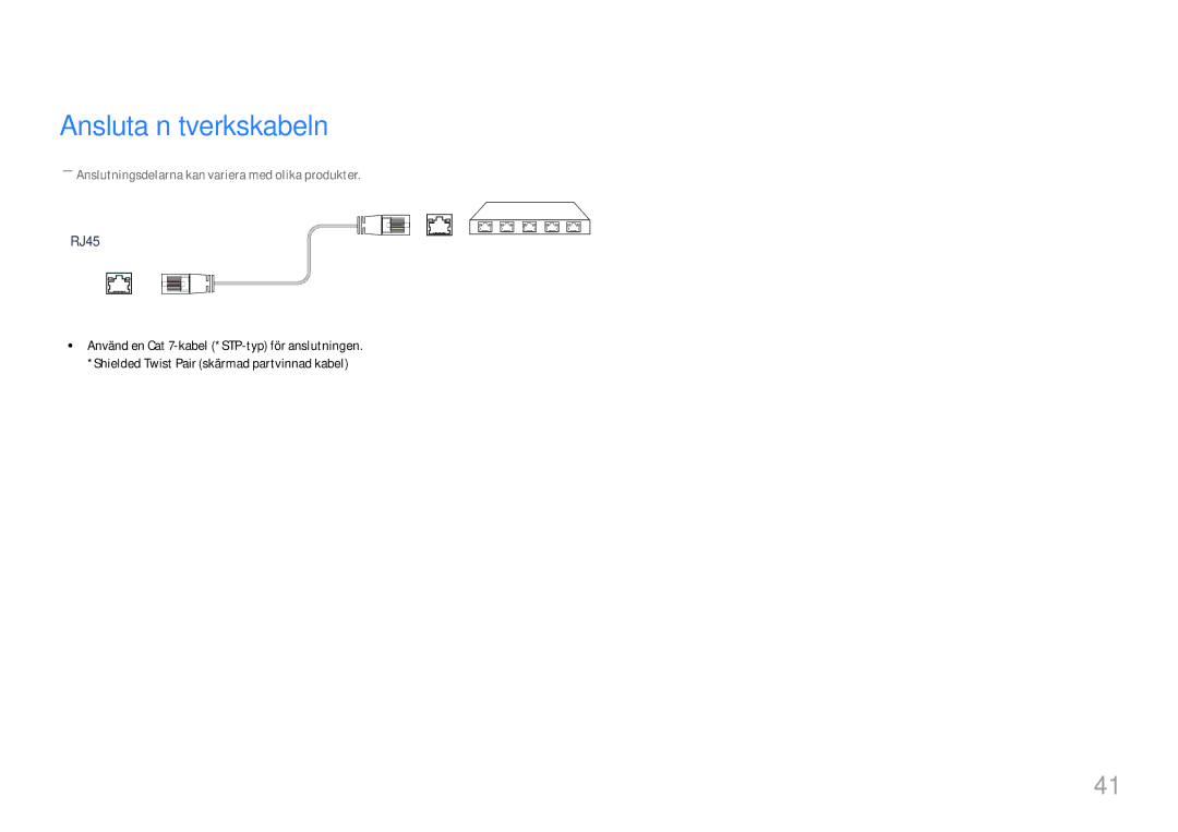 Samsung LH46UHFCLBB/EN manual Ansluta nätverkskabeln, RJ45 