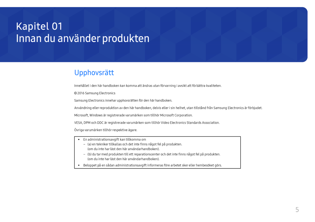 Samsung LH46UHFCLBB/EN manual Innan du använder produkten, Upphovsrätt 