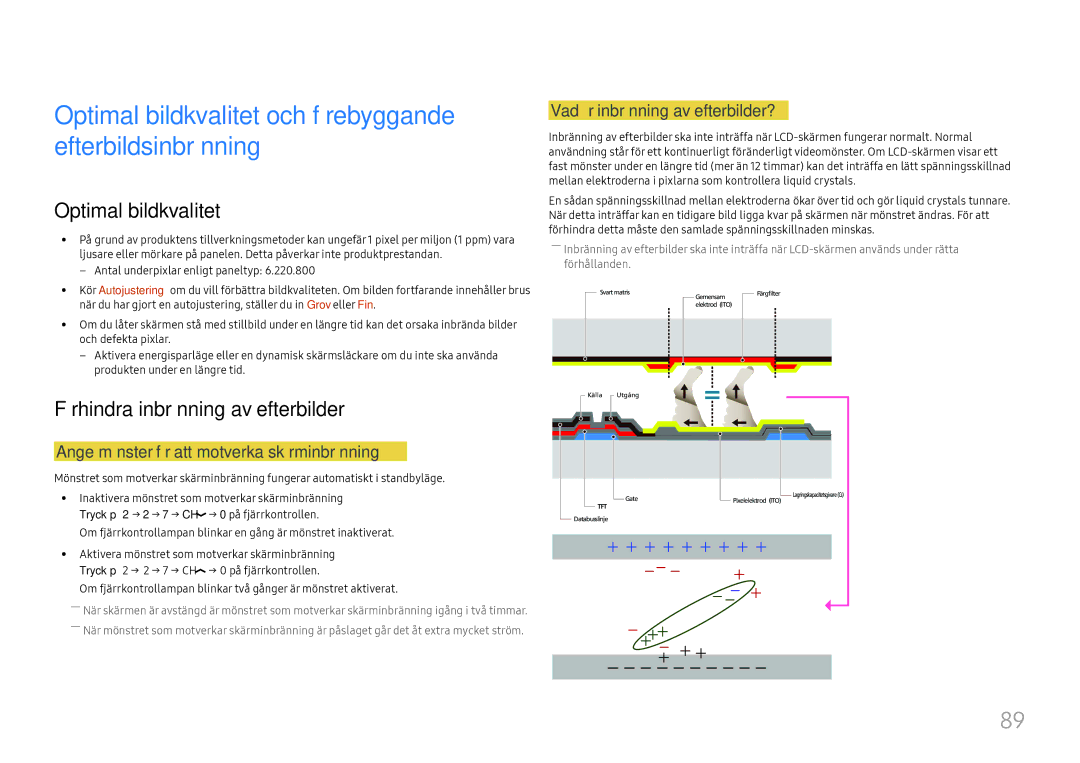 Samsung LH46UHFCLBB/EN manual Optimal bildkvalitet, Förhindra inbränning av efterbilder, Vad är inbränning av efterbilder? 